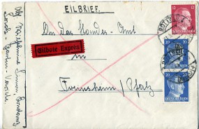 1942, 11.Mai , Eil-Bf.m. MiF. ROTTWEIL (NECKAR) h(Handstpl.) nach FRANKENTHAL (PFALZ) f...