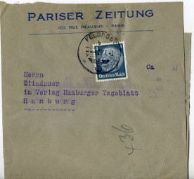 1942, 28.Jul., Streifband m. EF. FELDPOST --- b(Handstpl.) nach Hamburg. Porto: RM 0.04....