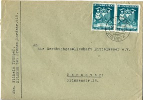 1941, 10.Mrz., Bf.m. MeF. BRINKUM ÜBER BREMEN 5 b(Handstpl.) nach Hannover. Porto: RM 0....