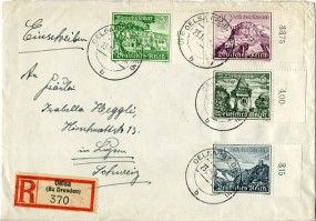 1939, 23.Nov., R-Bf.m. MiF. OELSA (BZ DRESDEN) b(Handstpl.) nach LUZERN 2 VII BRIEFAUSG...