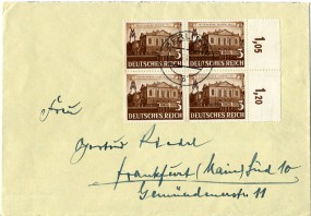 1941, 9.Mai , Bf.m. MeF. BERLIN N4 p(Handstpl.) nach Frankfurt/M. Porto: RM 0.12.