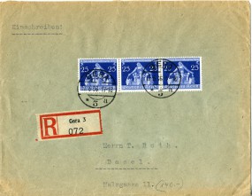 1936, 17.Jun., R-Bf.m. MeF. GERA 3 *a(Handstpl.) nach BASEL 2 V BRIEFAUSGABE(Schweiz)....