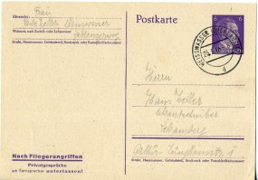 1943, 23.Sep., 6Pfg.-GA-Kte. WEISSWASSER (OBERLAUSITZ) d(Handstpl.) nach Schramberg. Por...