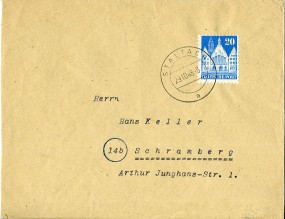 1948, 29.Okt., Bf.m. EF. STALTACH a(Handstpl.) nach Schramberg. Porto: DM 0.20.