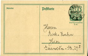1921, 26.Okt., 30Pfg.-GA-Kte. ESSEN 1 *v(Handstpl.) nach Essen. Porto: M 0.30.