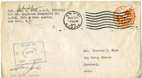 1944, 25.Aug., 6¢-GA-Lp.-Umschlag. U.S.ARMY A.P.O. 860(Feldpost-Masch.-Stpl.) in die U.S...