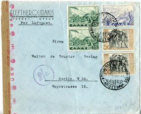 1942, 26.Aug., Lp.-Bf.m. MiF. ATHINAI PLATEIA SYNTAGMATOS APOSTOLE(Handstpl.) nach Deuts...