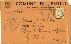 1944, 12.Aug., Bf.m. EF. LENTINI (SIRACUSA)(Handstpl.) nach Fp.-Nr. 126. Porto: L.0.25.