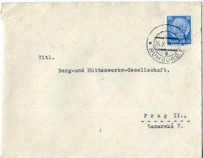 1938, 24.Okt., Bf.m. EF. RUMBURG 1 g(tschechoslow. Handstpl.) in die Tschechoslowakei. P...