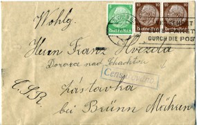 1938, 3.Nov., Bf.m. MiF. 8 WIEN 65 a - VERSENDET EURE PAKETE DURCH DIE POST(österr. Masc...