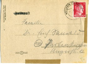 1945, 19.Feb., Faltbf. m. EF. WEILHEIM (OBERBAY) a(Handstpl.) nach Partenkirchen. Porto:...