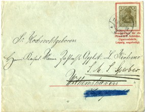 1902, 11.Mrz., 3Pfg.-GA-Umschlag. LEIPZIG. *c(Handstpl.) nach Wilhelmshaven. Porto: M 0....