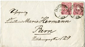 1875, 29.Jun., Bf.m. MeF. FRANKFURT A.O.(Handstpl.) nach BERN(Schweiz). Postlaufzeit: ...