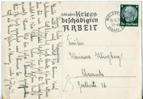 1934, 25.Mai , Ans.-Kte. m. EF. BIELEFELD 2 (HBHF.) O. - GEBT UNSEREN KRIEGSBESCHÄDIGTEN ...