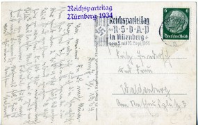 1934, 7.Sep., Ans.-Kte. m. EF. NÜRNBERG 2 - REICHSPARTEITAG DER N.S.D.A.P IN NÜRNBERG VOM...