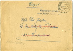 1944, 29.Nov., Feldpost-Bf. DÜSSELDORF-OBERKASSEL a(Handstpl.) nach Dortmund. An Absende...