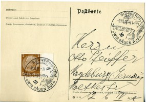 1936, 9.Okt., Drucks.-Kte. m. EF. SCHWERIN (MECKL) - AUSSSTELLUNG 9.-18.OKT.36 