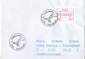1989, 2.Sep., Bf.m. EF. 4120 IVOZ-RAMET - CONGORAMA 2(So.-Stpl.) nach Westdeutschland. P...