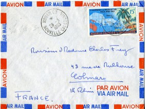 1963, 26.Mrz., Lp.-Bf.m. EF. HOUAILOU NOUVELLE-CALEDONIE(Handstpl.) nach Frankreich. Por...
