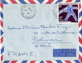 1963, 21.Okt., Lp.-Bf.m. EF. HOUAILOU NOUVELLE-CALEDONIE(Handstpl.) nach Frankreich. Por...