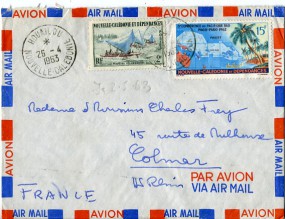 1963, 26.Apr., Lp.-Bf.m. MiF. HOUAILOU NOUVELLE-CALEDONIE(Handstpl.) nach Frankreich. Po...