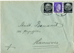 1941, 13.Sep., Bf.m. MiF. HANNOVER-HERRENHAUSEN b(Handstpl.) nach Hannover. Porto: RM 0....