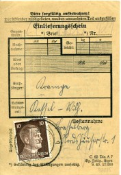 1942, 26.Jun., Einlieferungsscheinm. EF. K..(undeutl.Handstpl.).