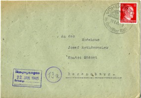 1945, 19.Jan., Bf.m. EF. VOHENSTRAUSS - IM OBERPFÄLZER WALD(Handwerbestpl.) nach Regensb...