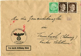 1942, 12.Feb., Bf.m. MiF. LUXEMBURG 1 a(Masch.-Stpl.) in die Schweiz. Porto: RM 0.25. M....