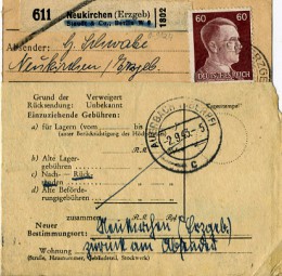 1943, 6.Aug., Paketkte. m. EF. NEUKIRCHEN (ERZGEB) b(Handstpl.) nach AUERBACH (OBERPF) ...