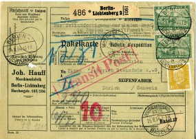 1934, 24.Aug., Paketkte. m. MiF. BERLIN-LICHTENBERG 2 a(Handstpl.) über DEUTSCHE KARTIE...