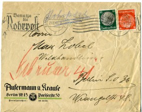 1940, 23.Dez., Rohrpost-Bf.m. MiF. BERLIN-CHARLOTTENBURG 2 r - BENUTZE DIE ROHRPOST(Masc...