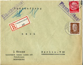 1933, 11.Sep., Postauftrag-R-Bf.m. MiF. NÜRNBERG 2 BA c(Handstpl.) nach BERLIN W30 **....