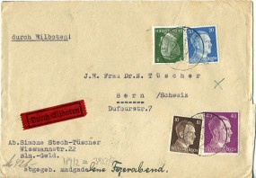 1942, 7.Okt., Eil-Bf.m. MiF. BERLIN-GRUNEWALD 1 g(Handstpl.) nach TELEGRAPH BERN EILZUS...