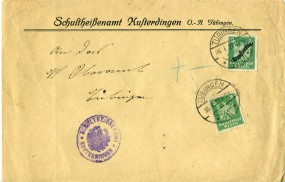 1927, 26.Jan., Bf.m. MiF. TÜBINGEN 1 **(Handstpl.) nach Tübingen. Porto: RM 0.10.