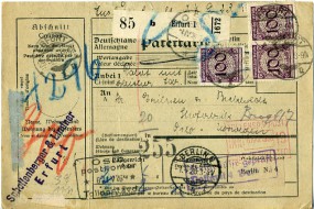 1926, 29.Mrz., Paketkte. m. MeF. ERFURT 1 *n(Handstpl.) nach OSLO(Norwegen). Postlaufz...