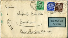 1935, 2.Dez., Lp.-Bf.m. MiF. PFORZHEIM-DILLWEISSENSTEIN a(Handstpl.) nach Spanien. Porto...