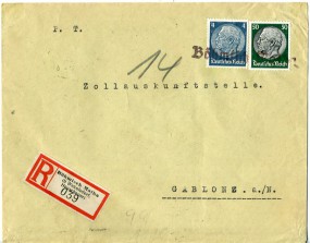 1939, ...Apr., R-Bf.m. MiF. BÖHMISCH MATHA(viol. Aushilfs-Handstpl.) nach GABLONZ (NEIS...