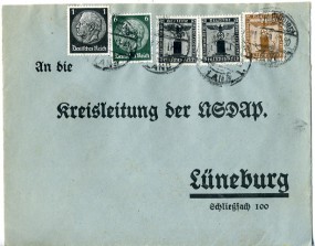 1939, 21.Jan., Bf.m. MiF. ..HLENBURG LAND(undeutl.Handstpl.) nach Lüneburg. Porto: RM 0....