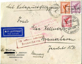 1932, 4.Okt., Lp.-Bf.m. MiF. DEUTSCH-AMERIK. SEEPOST BREMEN-NEW YORK - D. BREMEN N.D.L.(...