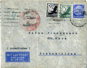 1937, 22.Sep., Lp.-Bf.m. MiF. BERLIN-CHARLOTTENBURG 2 d(Handstpl.) nach BUENOS AIRES C....