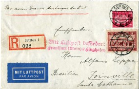 1930, 18.Jul., R-Lp.-Bf.m. MiF. COTTBUS 1 *g(Handstpl.) über BERLIN C2 L* nach FLORIA...