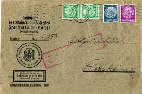 1937, 24.Nov., ZU-Bf.m. MiF. FRANKFURT (MAIN)-HÖCHST *i(Rollerstpl.) nach Flörsheim. Por...