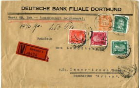 1927, 8.Jun., W-Bf.m. MiF. DORTMUND 4 *h(Handstpl.) nach AROSA X(Schweiz). Postlaufzei...