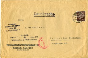 1941, 6.Okt., Drucks.-Bf.m. EF. BERLIN N24 b(Handstpl.) in die Niederlande. Porto: RM 0....