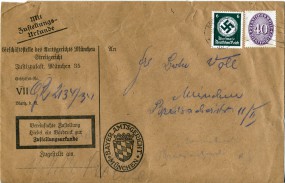 1934, 12.Sep., ZU-Bf.m. MiF. MÜNCHEN 35 *.(Masch.-Stpl.) nach München. Porto: RM 0.46.