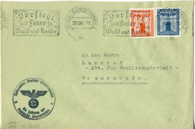 1942, 28.Okt., Bf.m. MiF. BERLIN-CHARLOTTENBURG 2. - VORSICHT MIT FEUER IN WALD UND HEIDE...