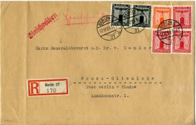 1939, 17.Okt., R-Bf.m. MiF. BERLIN C27 b(Handstpl.) nach BERLIN-KLADOW a. Postlaufzeit...