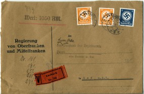 1937, 10.Jul., W-Bf.m. MiF. ANSBACH 2 *d(Handstpl.) nach Hof. Porto: RM 1.04.
