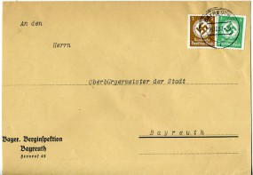 1937, 16.Dez., Bf.m. MiF. BAYREUTH 2 f(Handstpl.) nach Bayreuth. Porto: RM 0.08. Abs.: 